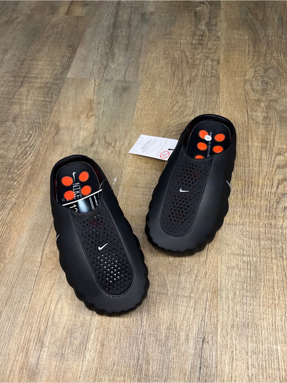Nike Black MIND Men's Slip-On Perforated Clogs with Orange Insole Accents